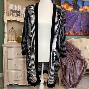 Express Black & White Knit Cardigan Size M